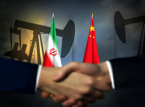 Crude oil import export between China and Iran concept background.China,Iran energy deal