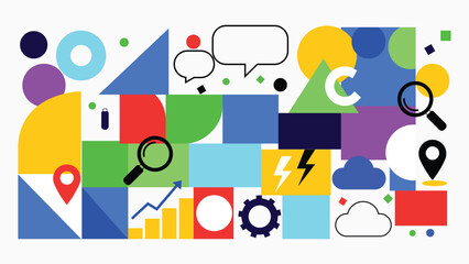 Fototapeta premium Colorful business and technology infographic elements with infographic, business