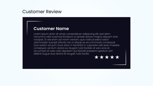 Customer review section with placeholder text and star ratings, customer feedbac