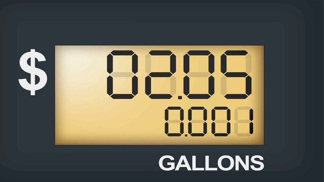 Fuel Pump Display Showing Gasoline Price and Gallons Counter, petrol pump display, high fuel prices