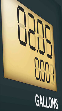 Fuel Pump Display Showing Gasoline Price and Gallons Counter, petrol pump display, high fuel prices