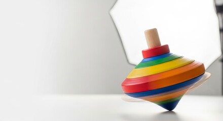 Fototapeta premium Vintage Spinning Top Toy Motion Blur Studio Photography