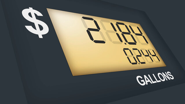 Fuel Pump Display Showing Gasoline Price and Gallons Counter, petrol pump display, high fuel prices