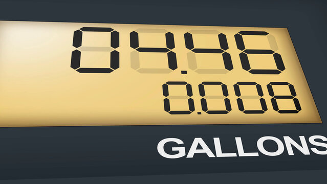Fuel Pump Display Showing Gasoline Price and Gallons Counter, petrol pump display, high fuel prices