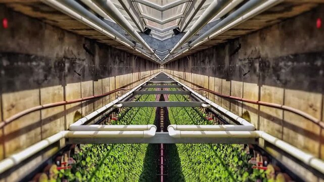 pipes under a greenhouse