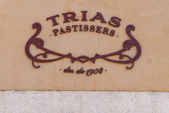 Girona, Spain- September 11, 2021.Logo and fa&ccedil;ade Galetes Trias is a company dedicated to the manufacture of cookies, founded in 1908 and located in Santa Coloma de Farners.