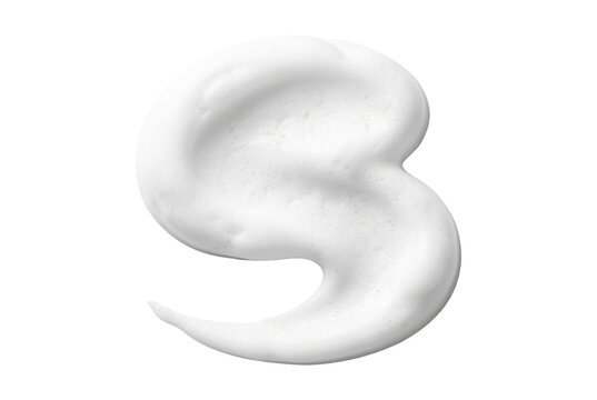White cosmetic foam swatch. Cleanser, shaving cream, or soap mousse texture. Isolated on transparent background, png