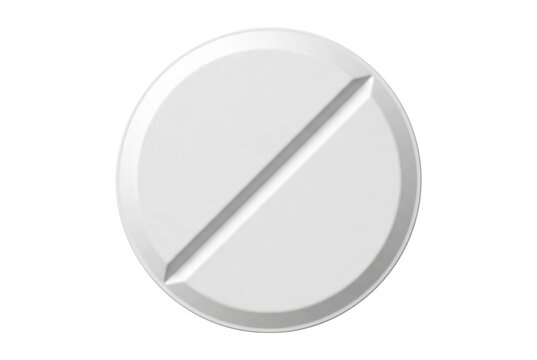 White round medical pill or tablet. Top view of a single healthcare drug. Isolated on transparent background, png