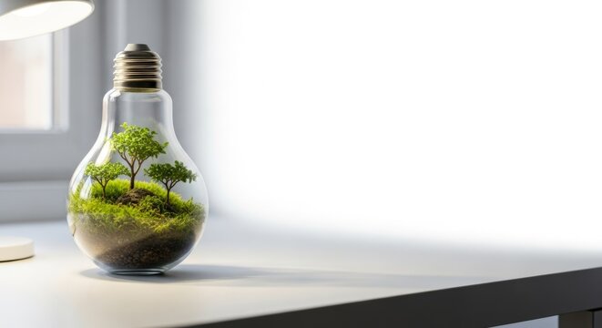 Innovative eco-friendly concept with tree inside light bulb