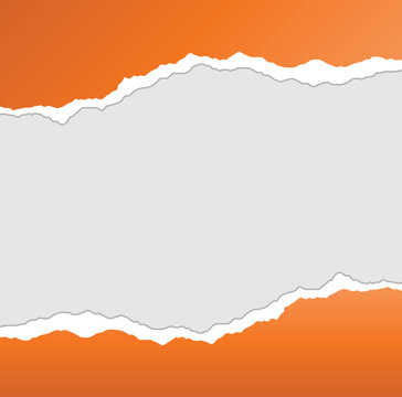 White grey and orange gradient color  torn paper background with ripped sheet texture design