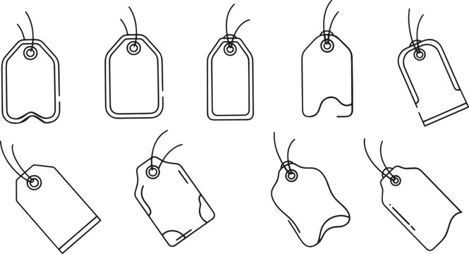 Vector tag illustrations diverse shapes designs for labeling and branding