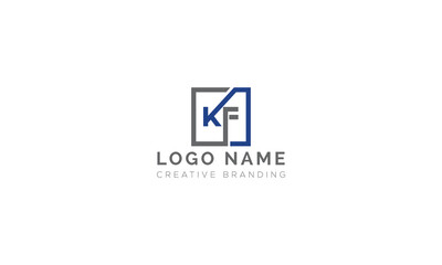 Fototapeta premium Geometric letter kf monogram logo in square frame with monogram, geometric