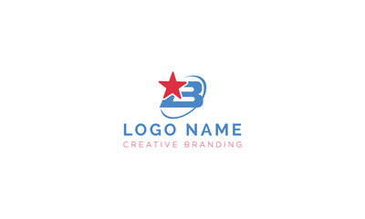 Fototapeta premium Dynamic letter b logo with red star element branding identity achievement