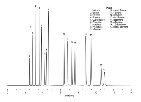 Chromatogram of C1 - C5 hydrocarbons