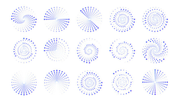 Modern PNG spiral circle composition with dotted texture and glowing radial effects. Vector frame for branding identity, posters, and UI projects.