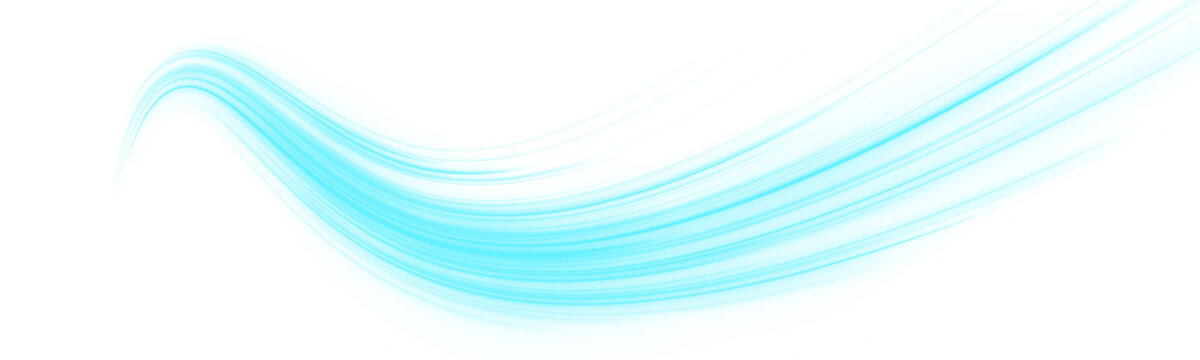 Neon blue energy lines move through a fast digital tunnel. Glowing particles form wave motion in dark space. Futuristic speed design PNG.