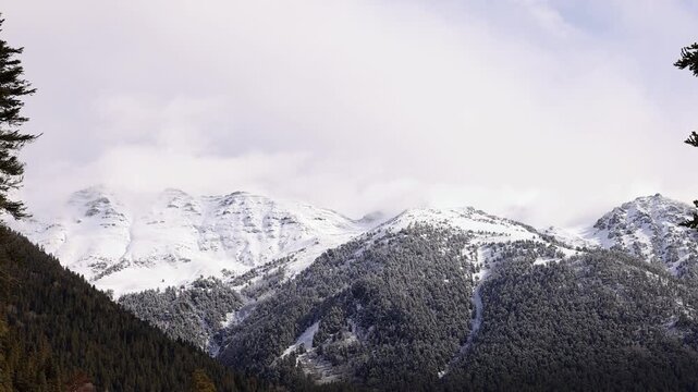 Snow-capped mountain peaks. A magnificent natural landscape.