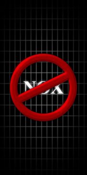 Nox prohibition sign animation: red warning symbol against industrial grid background, for environmental safety concepts