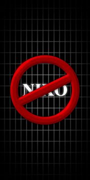 3 d red prohibition sign over grid background, conceptual motion for restricted access or warning concept