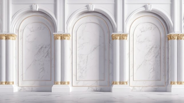 Elegant white marble arched wall interior design