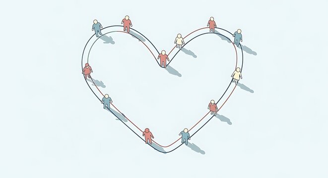 People forming a heart shape to symbolize unity and community love