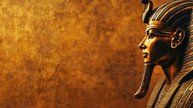 Ancient Egypt concept background with empty copy space. Egyptian pharaon Sphinx horizontal banner. Ancient Egyptian God creative poster. Artwork digital illustration.