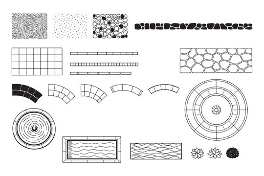 Paving Patterns and Tile Texture Vector Set With Stones, Grid, Circles and Decorative Elements