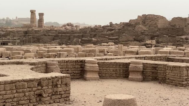 A view from the Temple of Khnum on Elephantine Island in Aswan, Egypt. The Temples of Satet and Anuket are also located in this area.