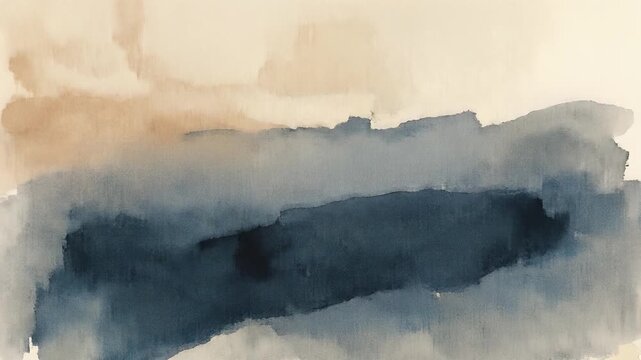 Misty monochrome mountain landscape with ink style horizon serene wallpaper background watercolor painting illustration