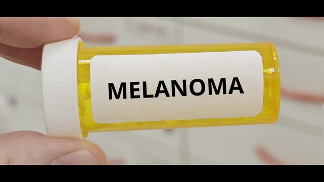 MELANOMA treatment tablets used to target malignant skin cells and inhibit tumor growth