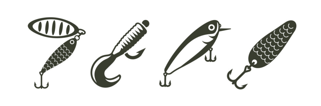 Fishing bait icon. Fishing lure icons