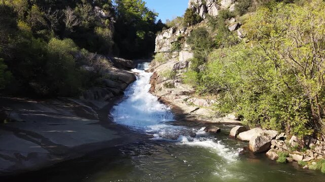 Segade waterfall umia river flowing through galicia