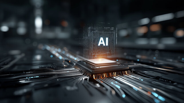 AI analysis interface with code overlay above laptop keyboard