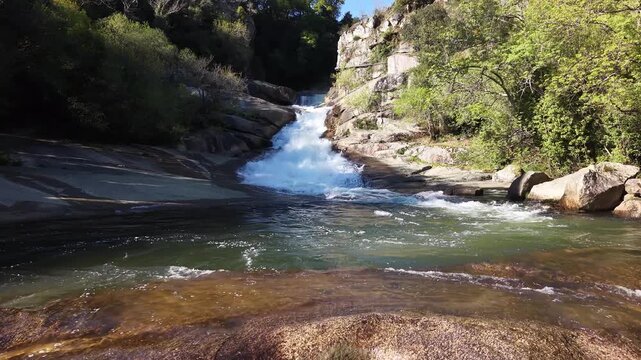 Segade waterfall umia river flowing through galicia