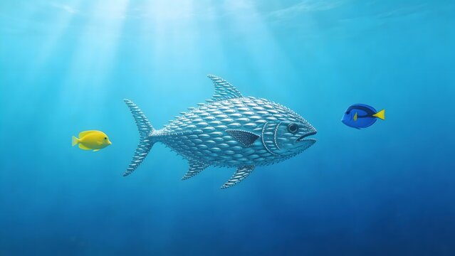 Underwater scene with three fish