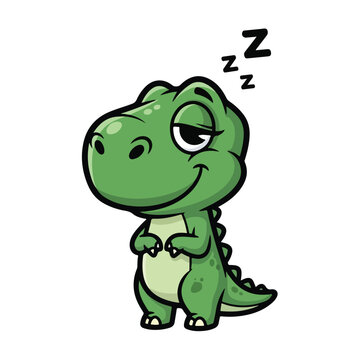 Cute Sleeping Baby Alligator Cartoon Character
