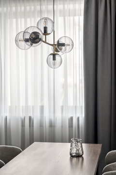 Apartment in contemporary style with fancy chandelier