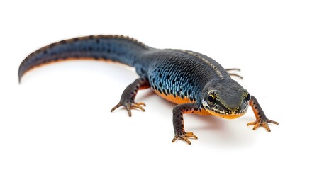Fototapeta premium Realistic Blue Salamander Amphibian Full Body Isolated on White Background for Wildlife Photography, Exotic Species, Herpetology Study, Nature Observation, Detailed Skin Texture Illustration