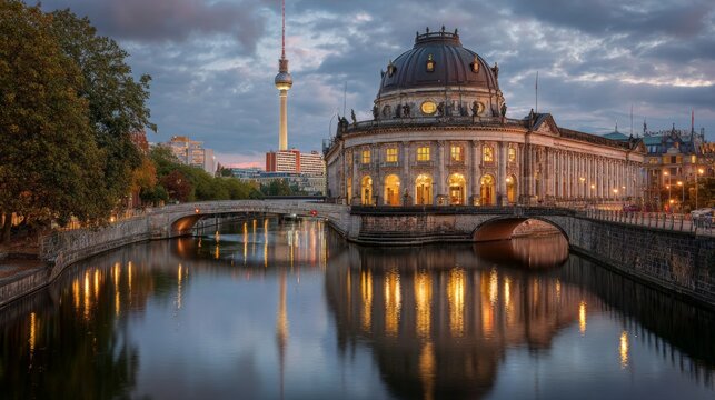 Bode Museum and Berlin TV Tower in Berlin, Germany.