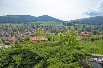 Fototapeta premium Street and old houses at historical town of Koprivshtitsa, Bulgaria