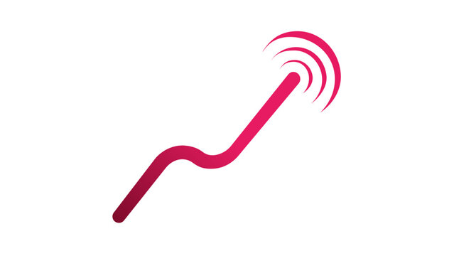 Magenta dal segno line icon vector illustration featuring a stylized wavy path ending in concentric signal waves, perfect for music notation, sound frequency, audio branding, and minimalist design.