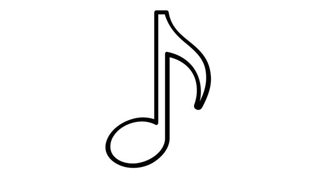 Minimalist black line art vector illustration of a musical eighth note or quaver symbol. Scalable flat icon design representing sound, melody, rhythm, and audio notation for creative projects.