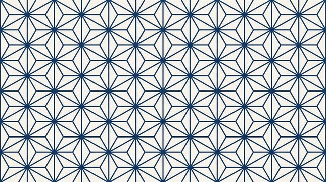 Traditional Japanese Asanoha Hemp Leaf Geometric Seamless Pattern