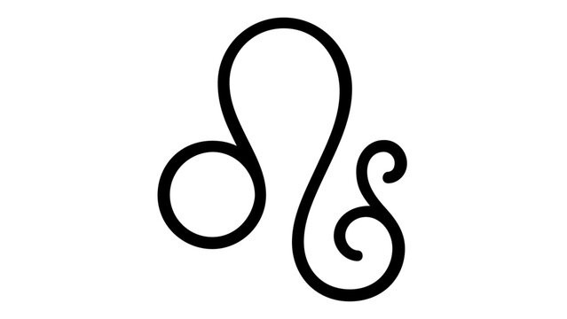 Leo Zodiac Sign Vector Icon Illustration. Minimalist Black Line Art Astrological Symbol for Horoscope, Astrology, and Mystical Designs. Scalable Flat Graphic Resource for Web and Print Media.