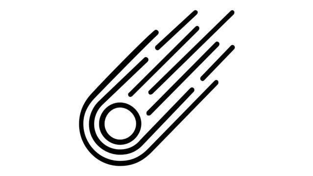Minimalist meteor falling star or comet line icon vector illustration. Scalable black and white celestial symbol for astronomy, astrology, space exploration, and cosmic design. AI-generated.