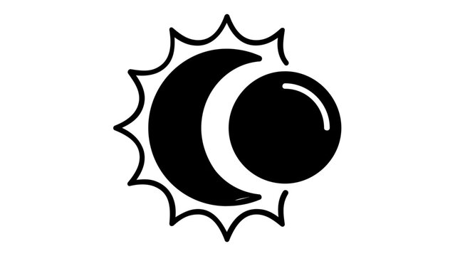 Minimalist vector illustration of a celestial full moon and sun eclipse icon, dark blue gradient design for astrology, zodiac symbols, astronomy, and mystical concepts, scalable graphic resource.