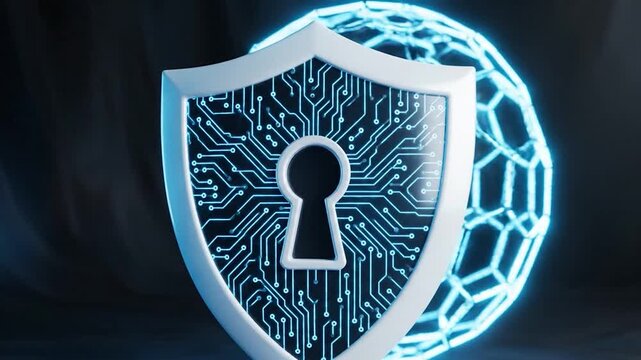 Digital Shield Protecting Global Network Security Concept.