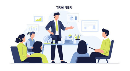 Fototapeta premium Business Trainer Leading Meeting, Presenting Data to Colleagues in Modern Office