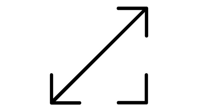 Minimalist resize cursor line icon vector illustration featuring a diagonal double-headed arrow symbol. Perfect for user interface design, web development, software scaling, and GUI elements.