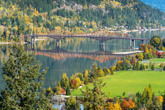 Big Orange Bridge Nelson Canada. The famous Big Orange Bridge crossing Kootenay Lake in Nelson BC, Canada.

